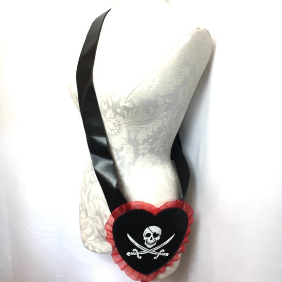 PIRATE Faux Leather Crossbody Purse Bag w/ Skull & Crossbones - Picture 1 of 8